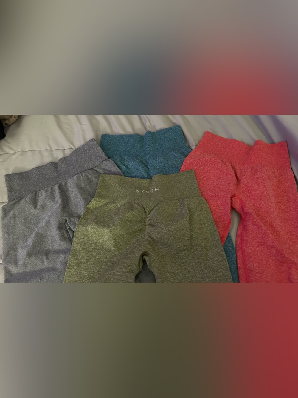 NVGTN High-Waist Seamless Leggings Trio - Gray, Olive, Teal, Coral